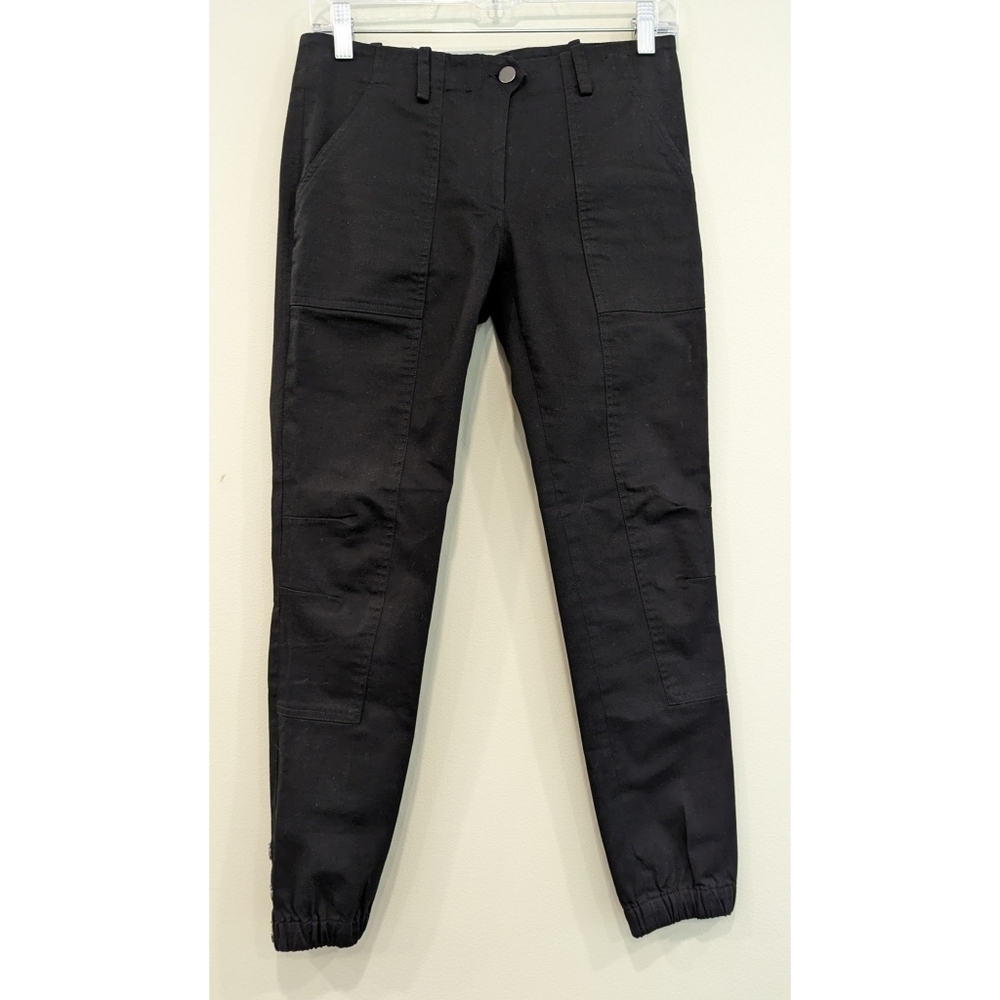 Veronica Beard Black Cotton Lyocell Joggers with Snap Hem Size 0